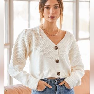 Warming Up to You Off White Knit Cropped Cardigan Sweater
